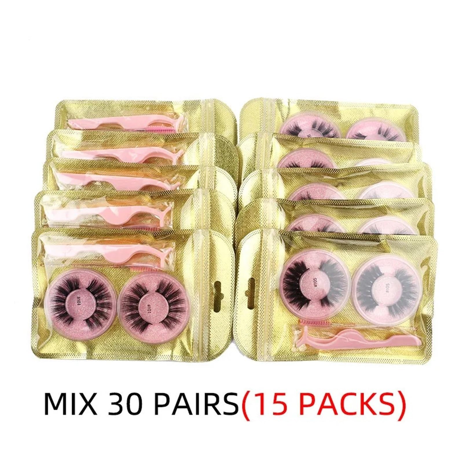 UAMOU Artikel Lashes Eye Bulk 4/50/100 PCS Natürliche lange falsche Wimpern Flauschige künstliche 3D-Nerzwimpern Verkäufer weich dick handgefertigt Cheerfully (Color : Mix 30 Pairs)