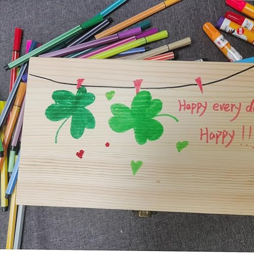 Miniatura 6 de Caja de madera con tapa con bisagras, caja de regalo natural de 8 x 6 x 3 pulgadas para manualidades, cajas de joyería de bricolaje, pequeño