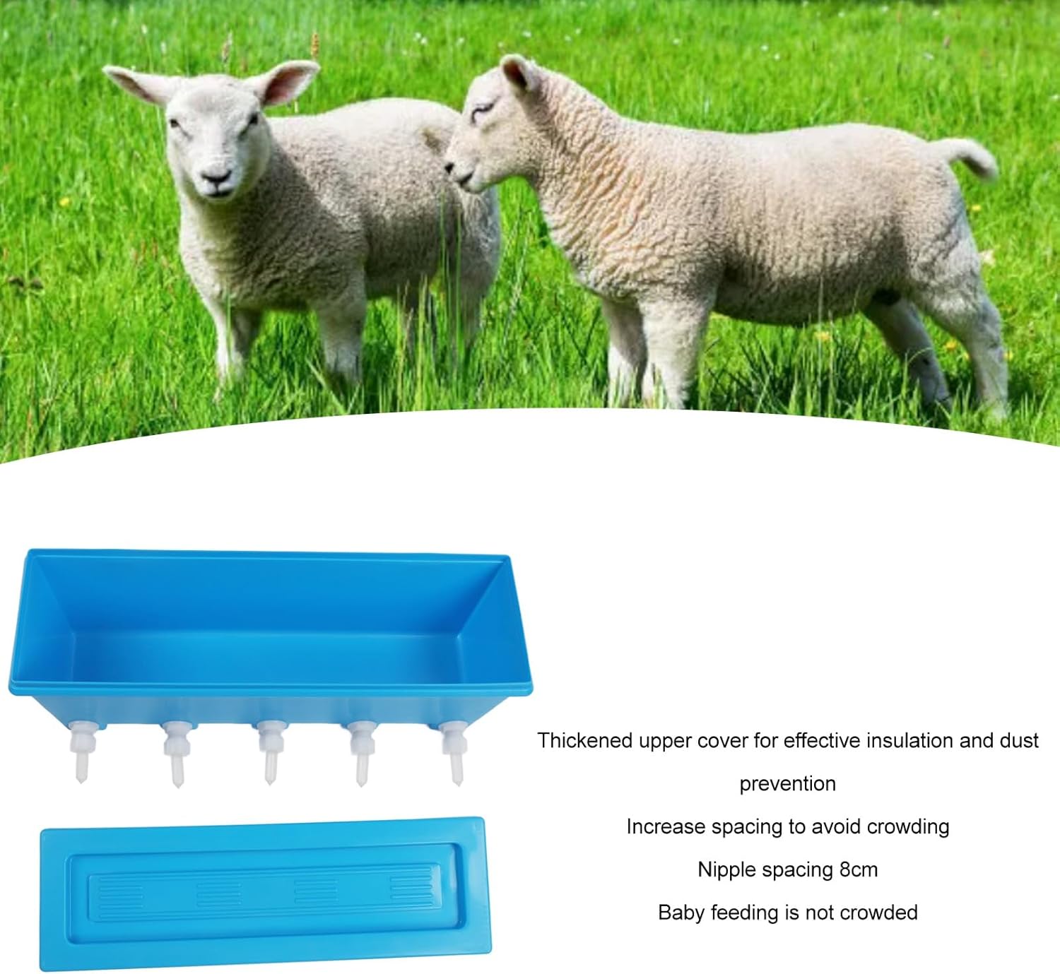 8L Animal Milk Feeder, 20.5 X 6.5 X 6.7in Farm Livestock Breeding Feeder with 5 Nipples, Livestock Feeding Tool for Sheep, Pigs, Puppies