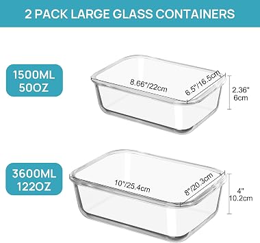 Vtopmart Glass Food Storage Containers with Airtight Lids