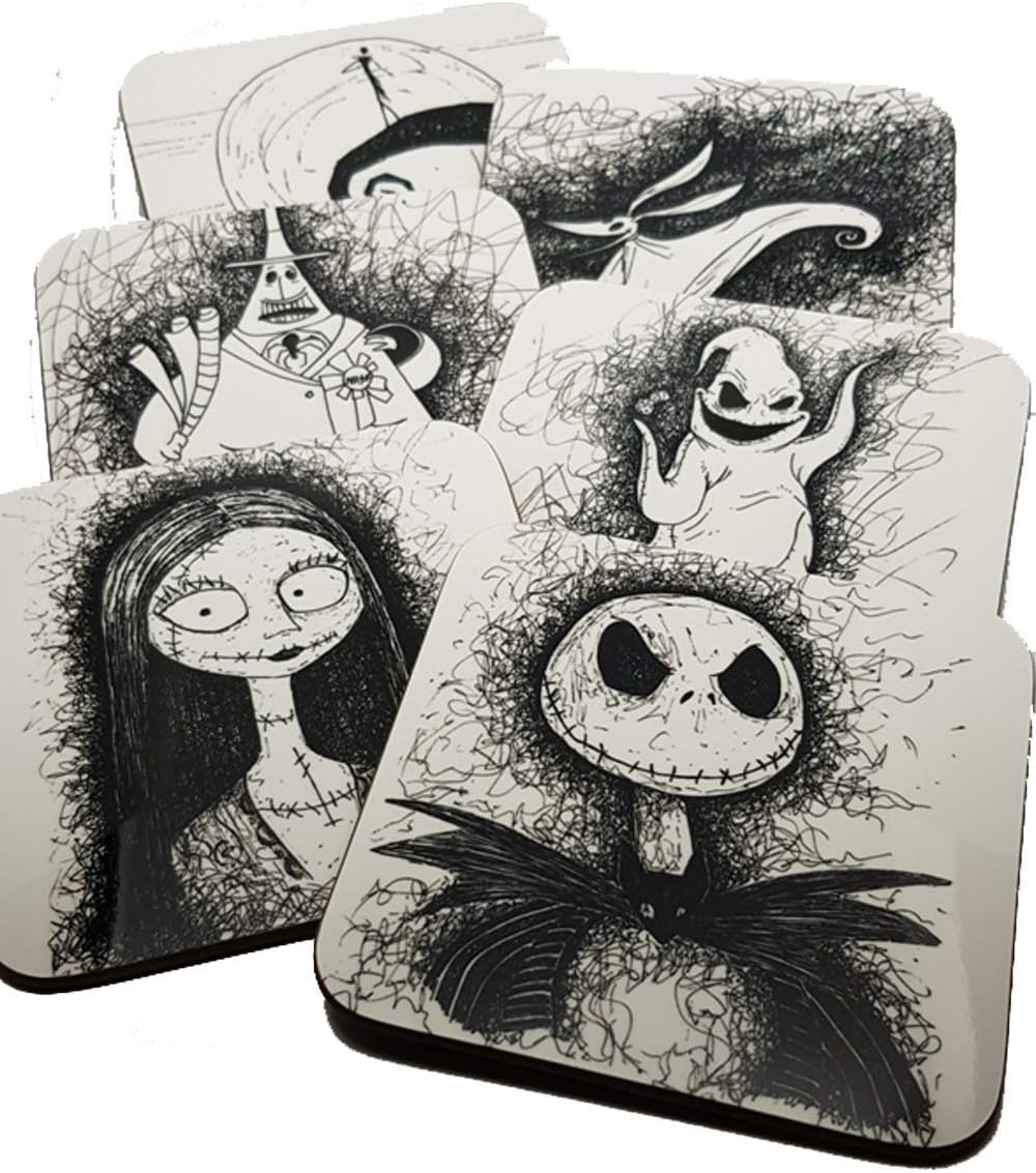 Nightmare Before Christmas coasters from Original Artwork by NJP Pastel Art