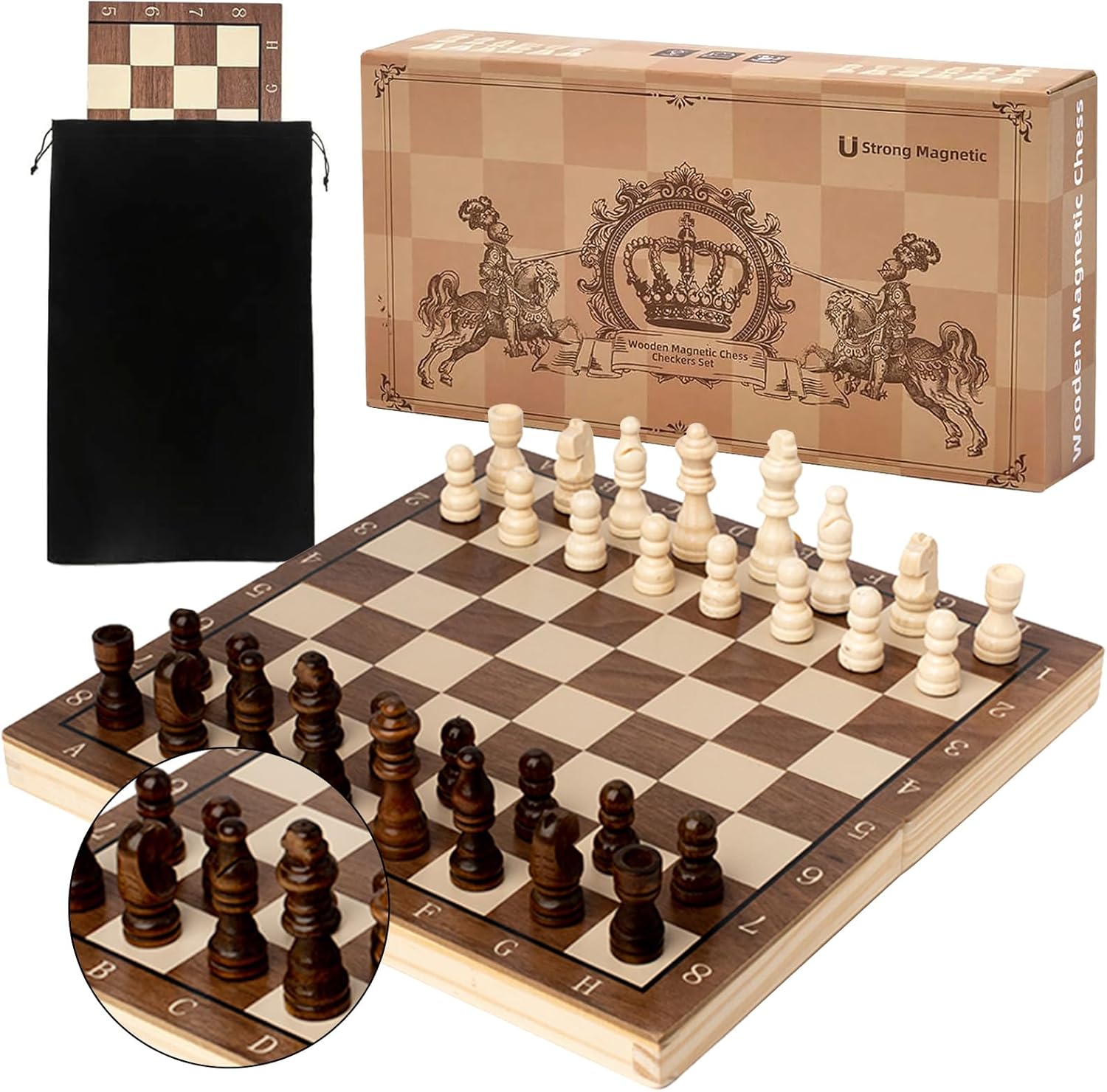 Chess SetBoardGameWooden Chess Set Chess Pieces Foldable Chess Board