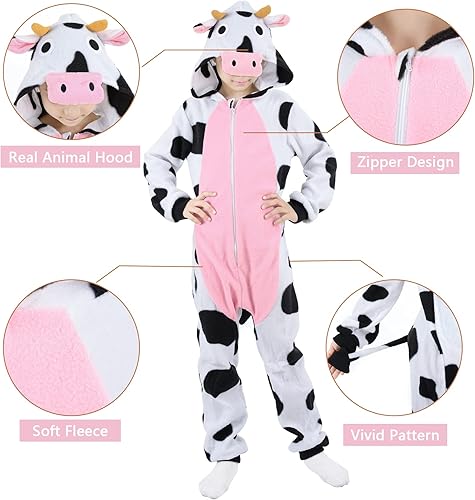 Miniatura 3 de Disfraz de vaca para niños mameluco unisex de una pieza para niños y niñas talla 9-10T