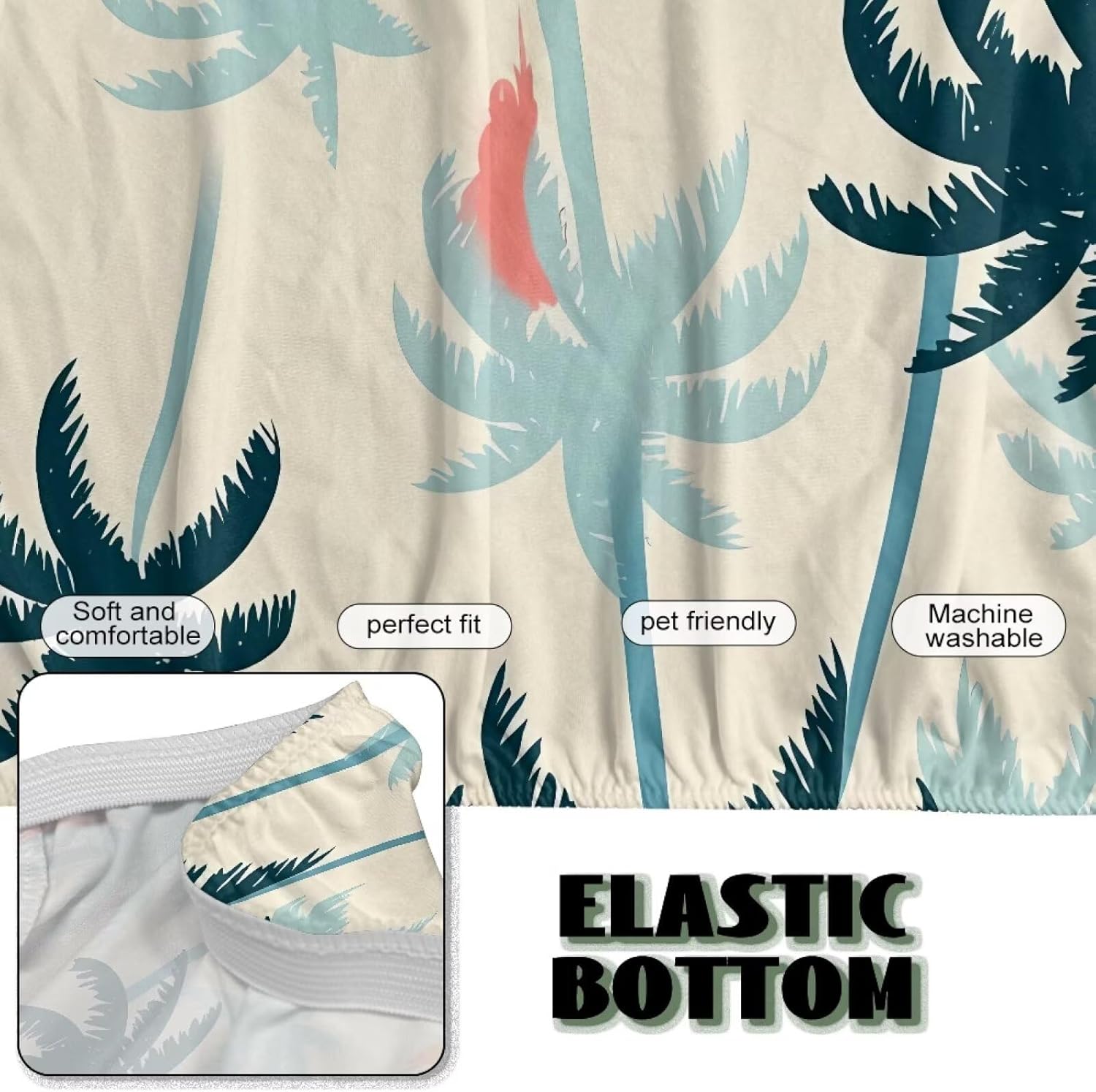 Merkmak Futon Cushion Cover Tropical Palm Tree Armless Couch Cover for Chair Sofa Bed Futon Slipcover Coastal Furniture Protector for Bedroom Living Room Hotel Decoration