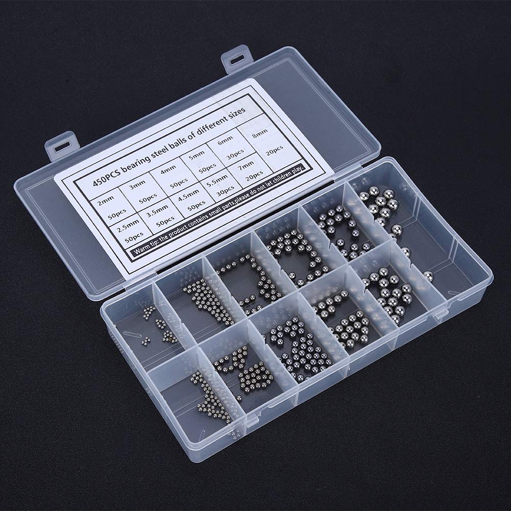 300pcs 6 Tailles Vélo Roulement à Billes Acier Chromé avec Boîte Rangement