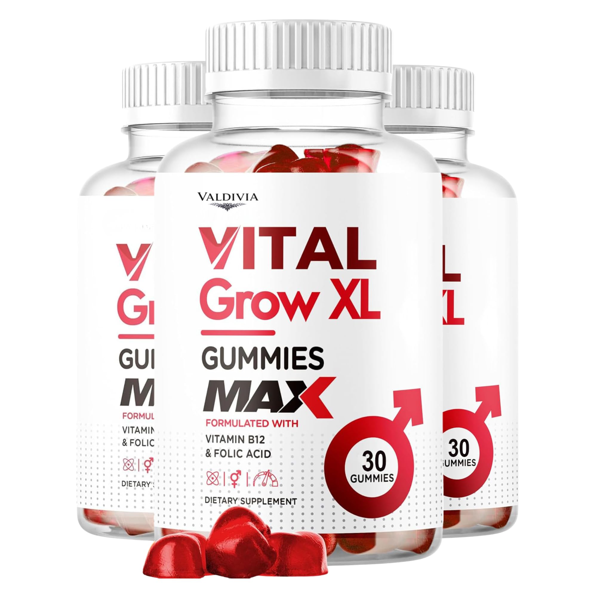 Valdivia Vital Grow Gummies – Daily Supplement for Men - 90 Gummies (3 Pack)