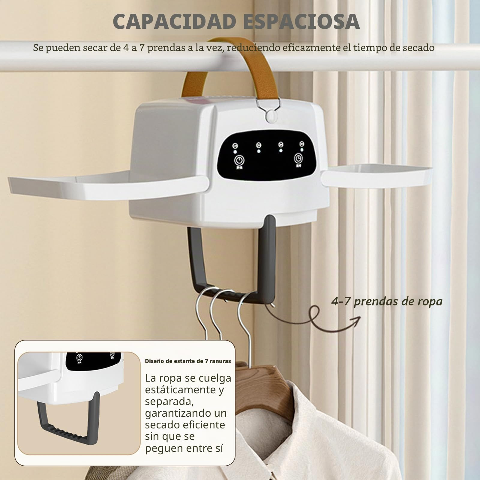 Secador de ropa portátil pequeño, mini secadora plegable con temporizador de 1-4H, secador de aire caliente eléctrico pequeño con bolsa de secado, secado 360°, mini secador para apartamento, casa