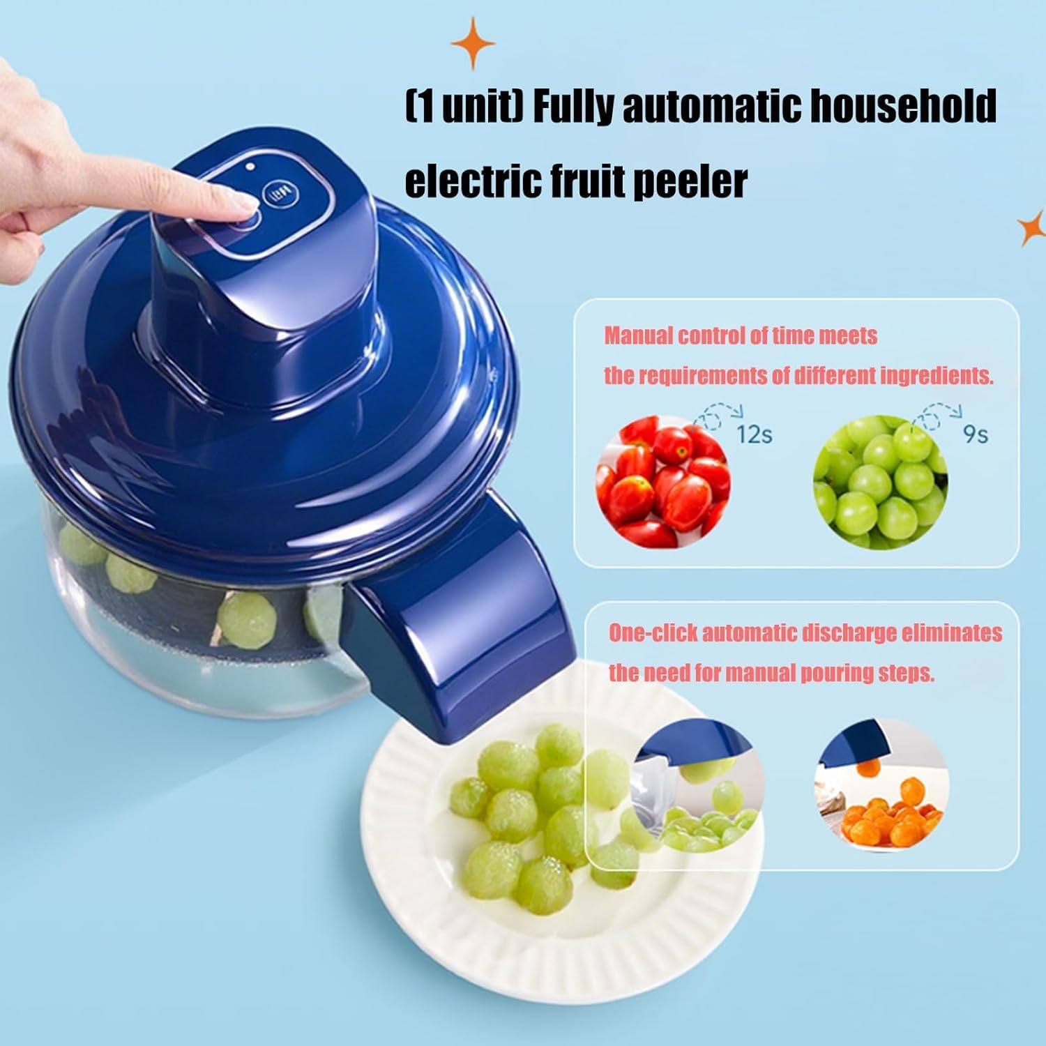 Electric Garlic Peeler, Electric Grape Peeling Machine, 2025 New Automatic Small Fruit Peeling Tool for Grapes, Garlic, Tomato, Cherry