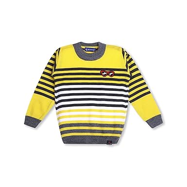 KNITCO Boys Woolen Acrylic Sweater Regular fit Yellow Color