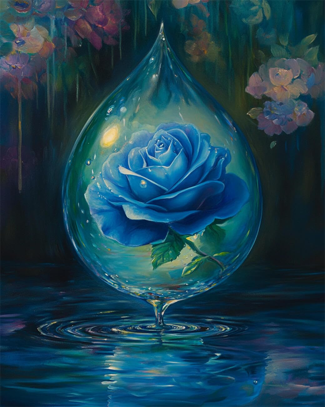 RKFLGEW Flowers 14CT Cross-Stitch Kits Rose Oil Painting Preprinted Fabric Cross Stitch DIY Art Needlecrafts Embroidery Kits for Adults Beginners 40x50cm