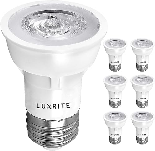 LUXRITE Bombilla LED PAR16 55 W equivalente a 50 W blanco cálido de 2700 K 450 lúmenes luz de punto regulable clasificación de accesorio cerrado