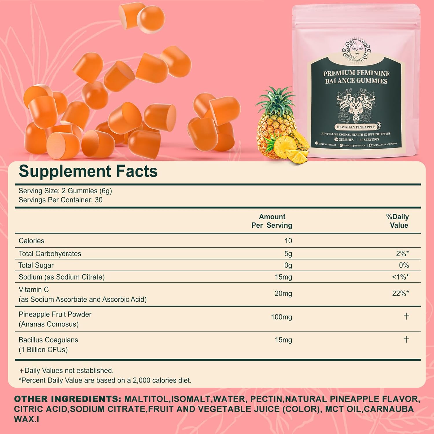 Feminine Balance Gummies for Women - Premium Balance Supplement for Women PH Health, Gut Healthy, Immune Support, Hawaiian Pineapple Flavor, 60 Gummies - Image 7