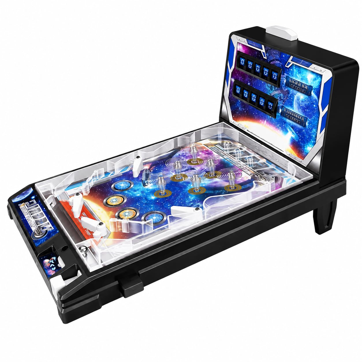 Máquina electrónica de pinball de mesa, mango de tracción, luces y sonidos