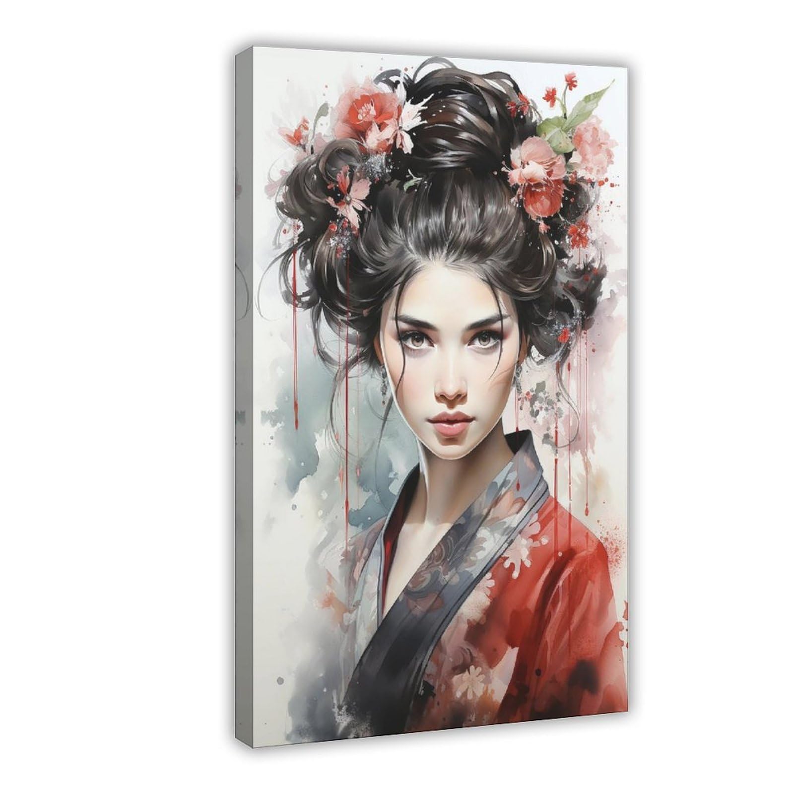 QNVJQKDSI Japanese Geisha Art (2) Canvas Poster Bedroom Decor Landscape Office Room Decor Gift 12" L X 18" W