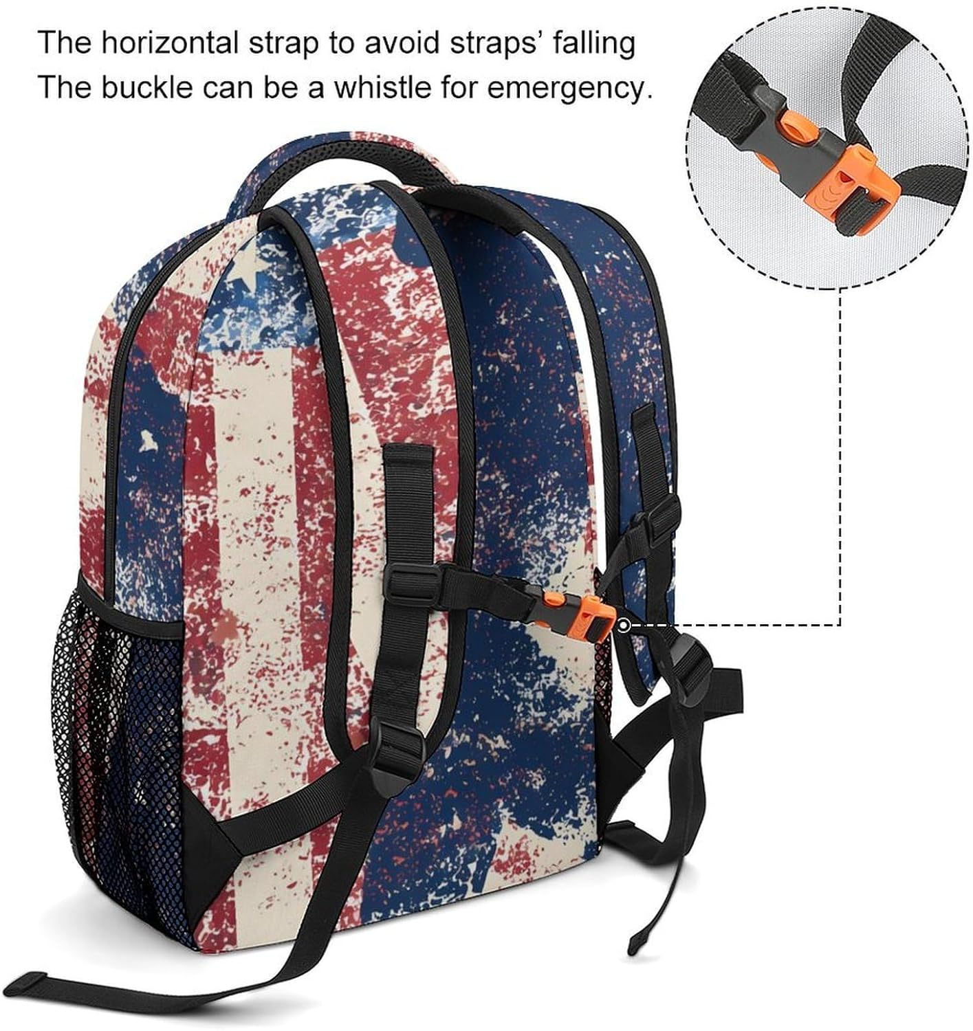 Vintage U.S.A. Flag Baseball Unisex Backpack Casual Daypacks Lightweight Shoulders Bag for Camping Hiking Travel