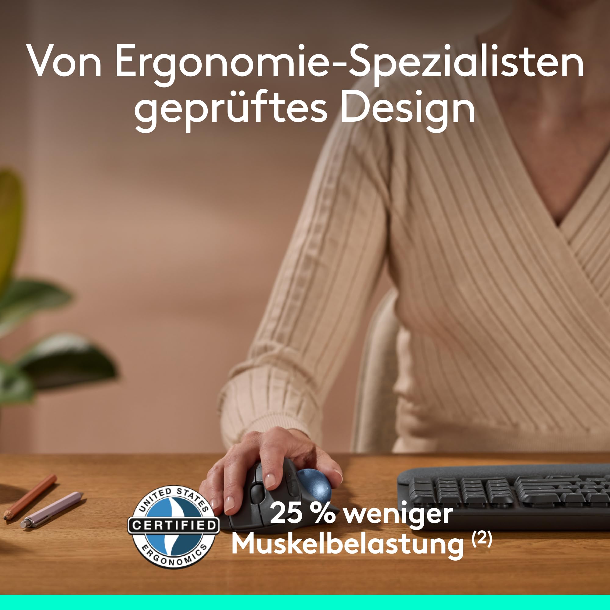Logitech ERGO M575 For Business kabelloser Trackball – leichte Daumensteuerung, ergonomisches Design, gesichertes Logi Bolt, Bluetooth, weltweit zertifiziert, Windows/Mac/Chrome/Linux – Grafit