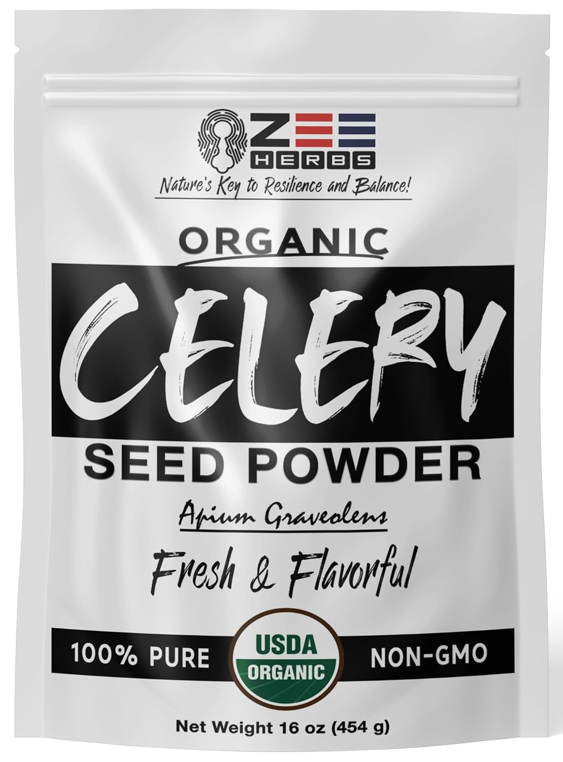 Organic Celery Seed Powder, Apium graveolens Fresh and Flavorful - ZeeHERBS (16 oz)