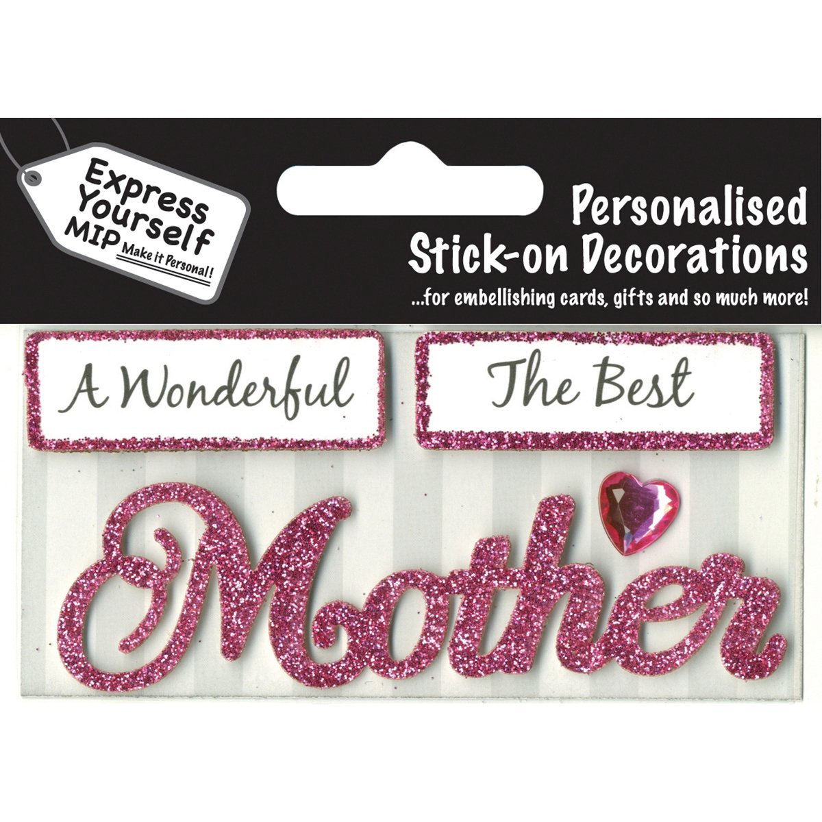 Express Yourself MIP, self Adhesive, Mother (Pink) Caption Topper - Ideal for Card Making, Scrapbooking, Papercrafts, Childrens Crafts etc