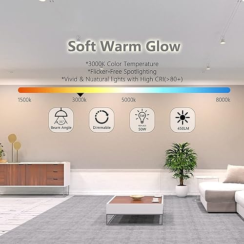 Miniatura 8 de Bombillas LED MR16 regulables, 5 W 3000 K blanco cálido suave, paquete de 10 450 LM, base bi-pin GU5.3 de 12 voltios, reemplazo equivalente a