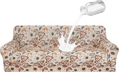 Vista 30 de ALIECOM Fundas 100% impermeables para sofá de 3 cojines, fundas para sofá aptas para mascotas, lavables para perros, fundas elásticas estampadas