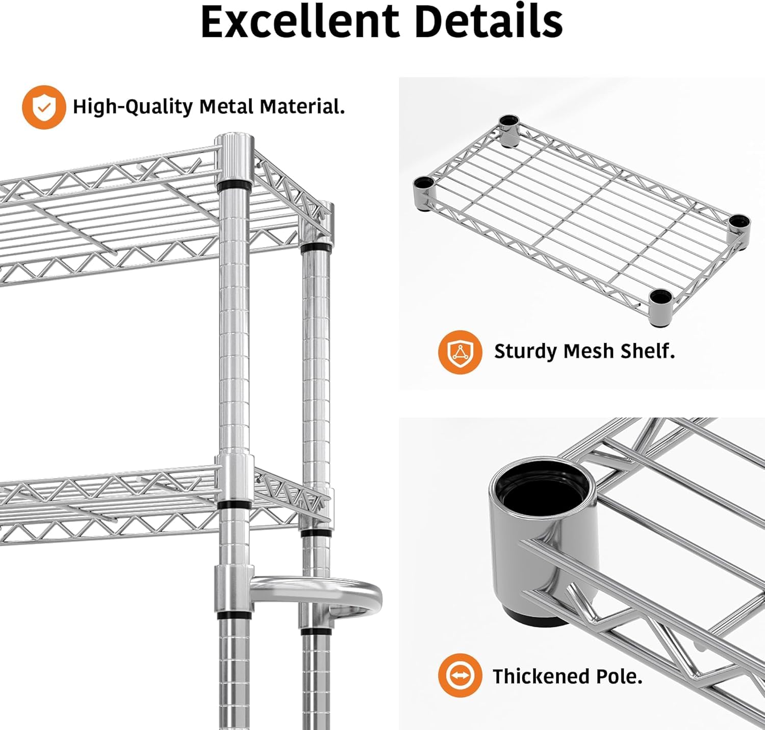 500 kg, regał magazynowy z drutu metalowego, regał do dużych obciążeń z bocznym uchwytem i kółkami, 5 regulowanych regałów magazynowych 30 x 60 x 155 cm, każdy udźwig do 100 kg do domu, garażu, kuchni