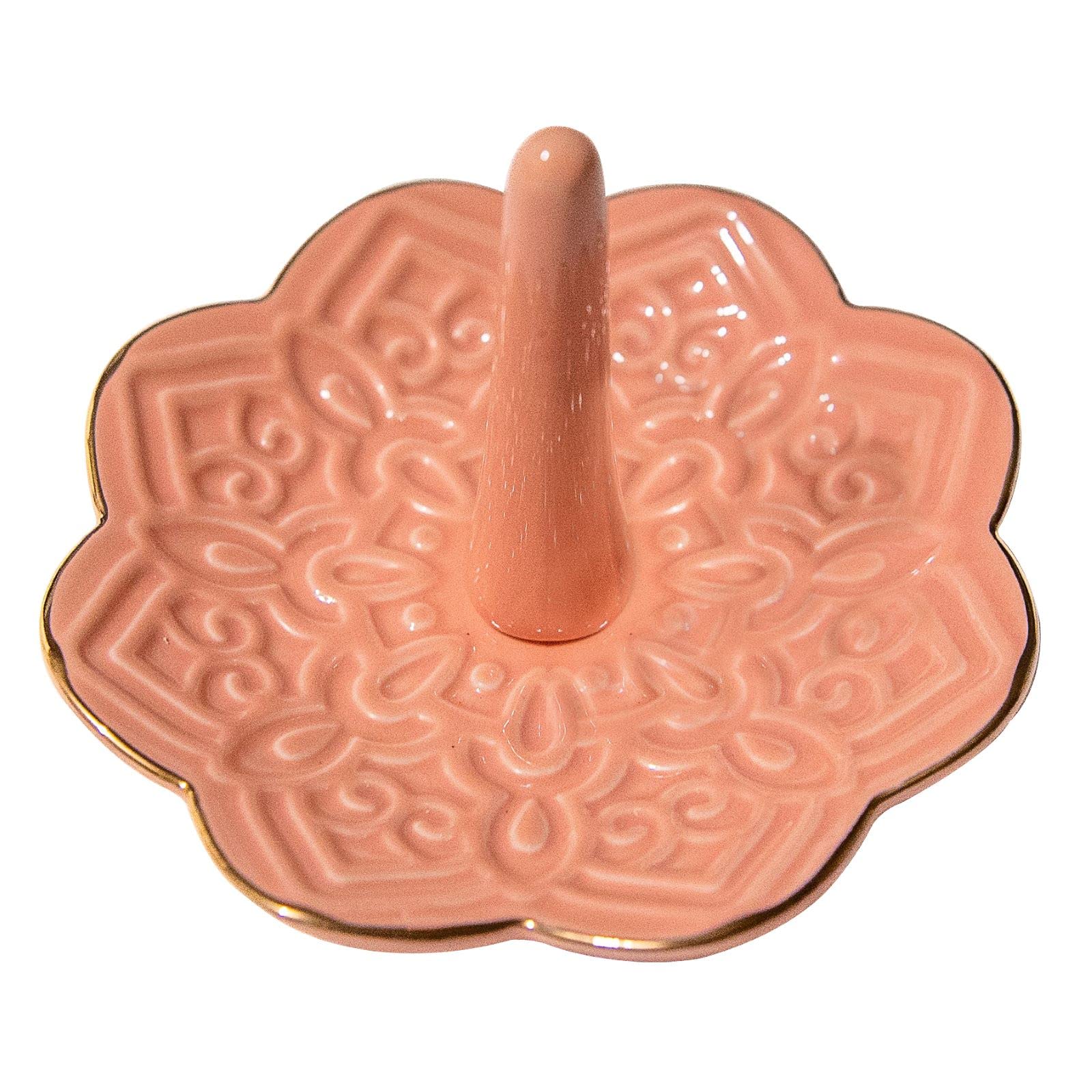 Ceramic Pink Mandala Jewelry Holder Decorative Ring Holder/Trinket Tray Valentine's Day Engagement Wedding Birthday Gifts for Women Her