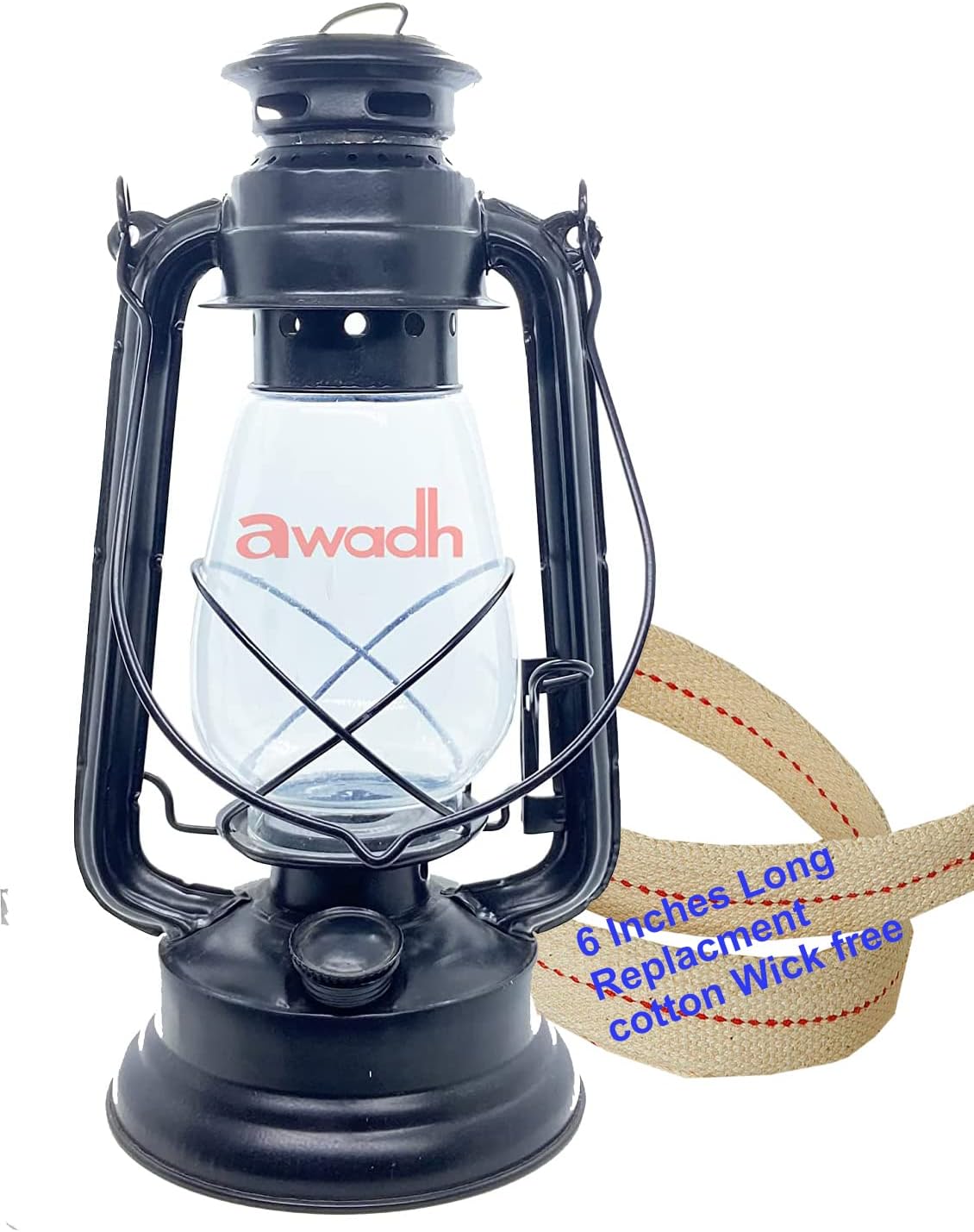 Desi Lalten Vintage Desi Kerosene Hurricane Lantern Glass Lamp Hanging Traditional Home Decoration Outdoor Camping Light Oil Burning Hanging Lantern, Petromax, with Extra Cotton Wicks (Batti)