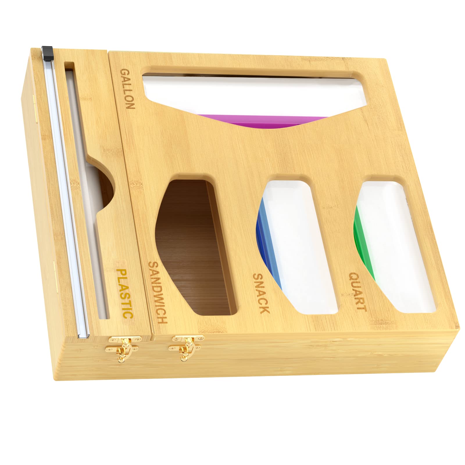 Photo 1 of Carmanon Foil and Plastic Wrap Organizer with Sandwich Bag Storage Original Bamboo