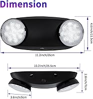 Vista 2 de TANLUX Luces de emergencia LED con respaldo de batería, luces de emergencia comerciales ajustables de dos cabezales, certificación UL, CA 120277 V