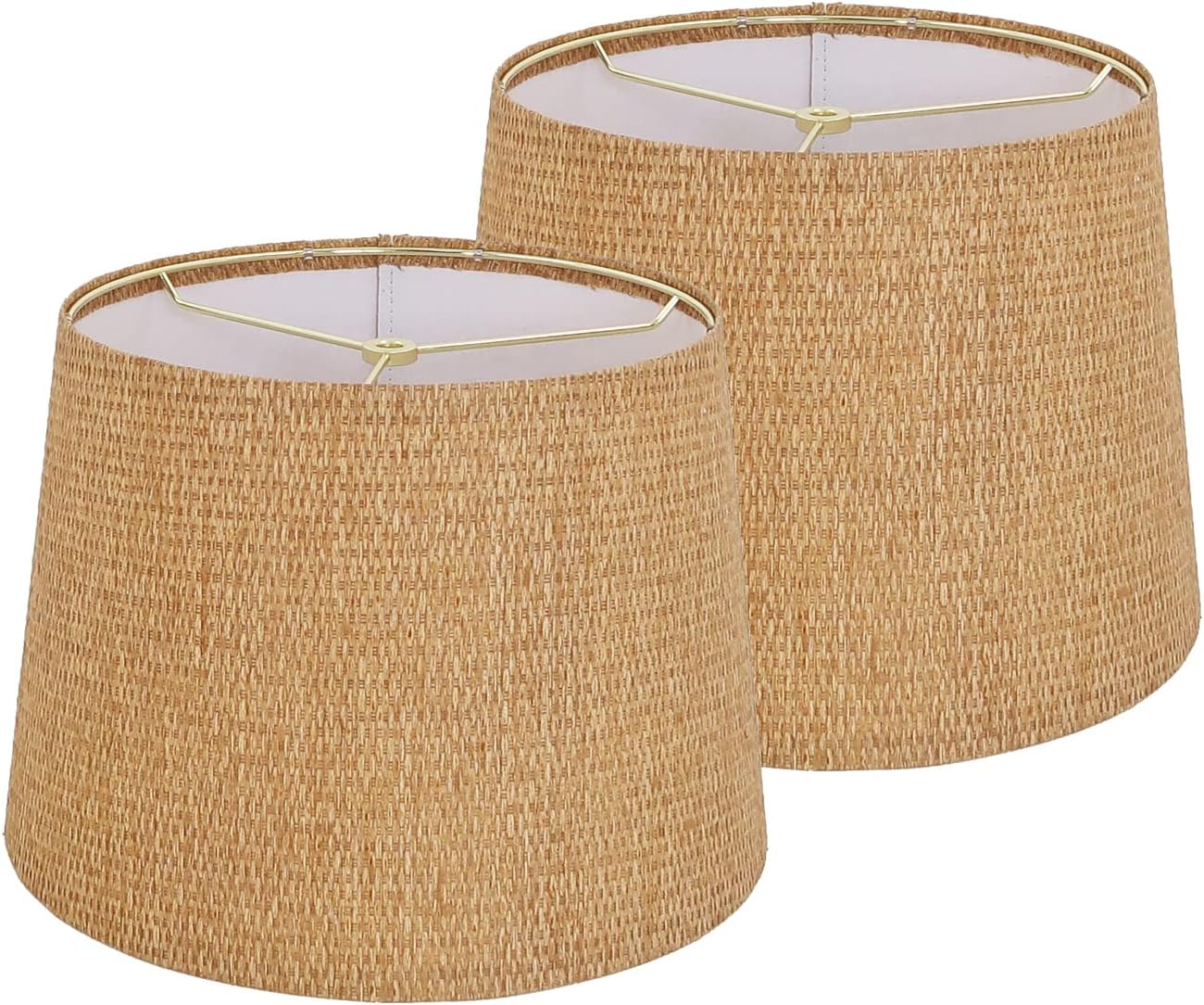 Large Drum Easy Assembly Lampshades for Table Lamp and Floor Lamp Set of 2,Paper Woven Textured