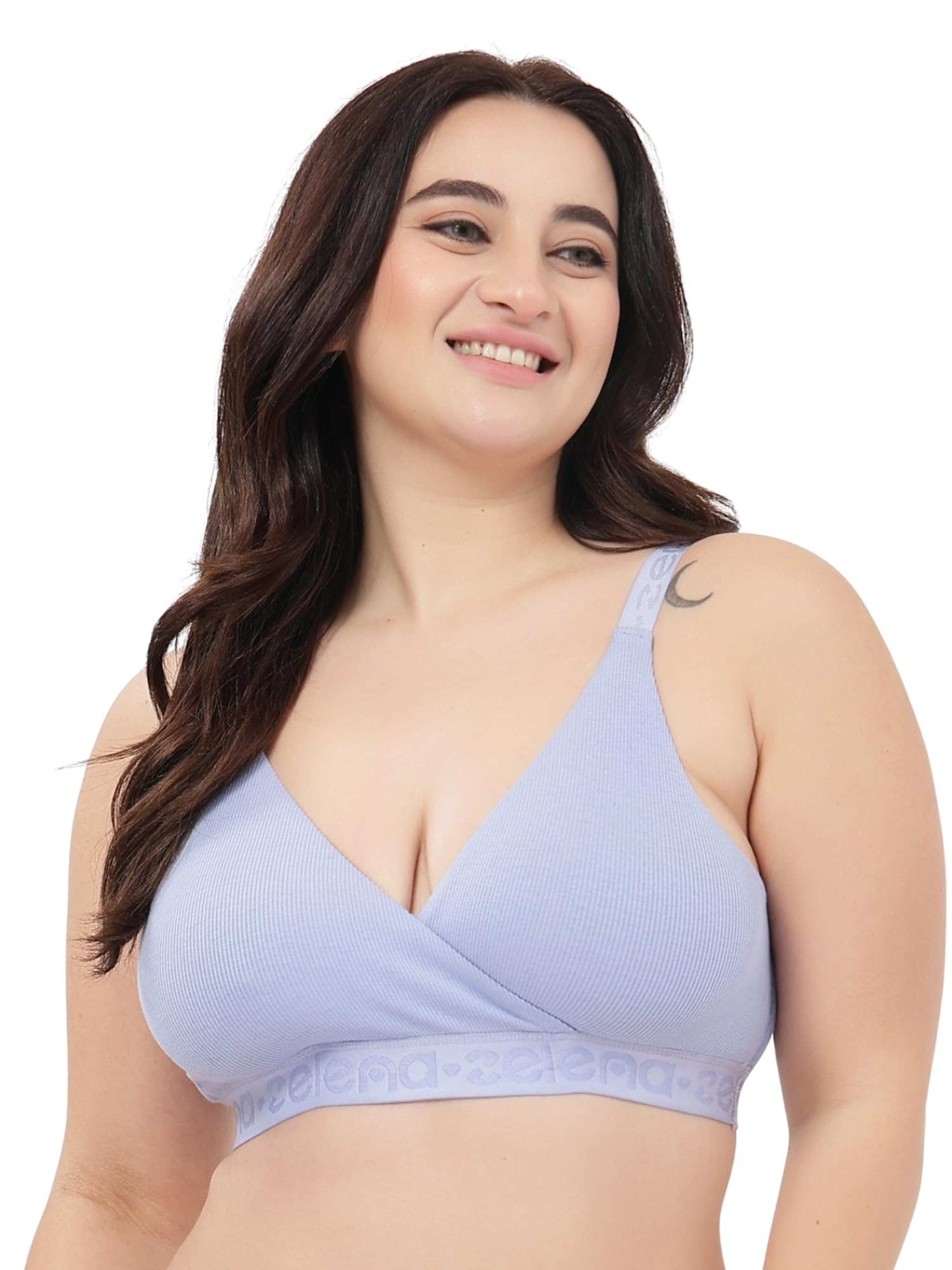 247 Maternity & Nursing Sleep Bra for Women | Cotton Ribbed Lounge Bra with Adjustable Straps & Modal Lining | Wirefree, Soft Support for Pregnancy, Feeding & Postpartum Wear-image-7