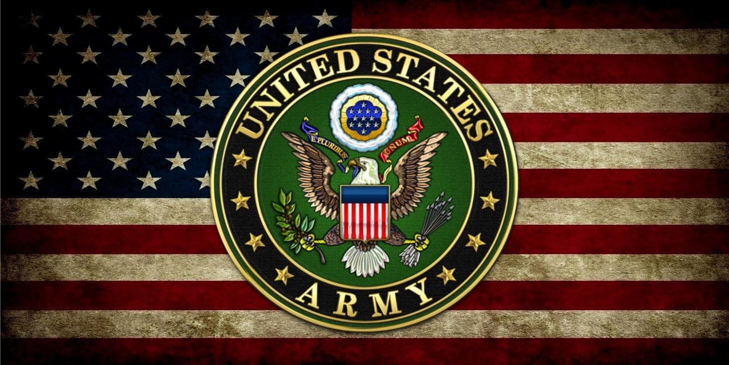 U.S. Flag Worn with Army Insignia Photo License Plate