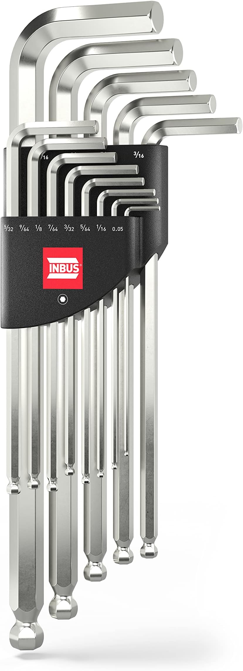 INBUS® 70426 Hex Key Set (Imperial) 13pcs, 0.05–3/8", with Ball End — Made in Germany