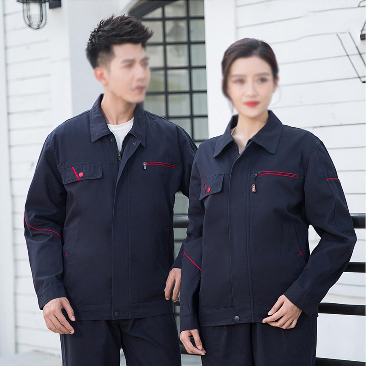 Unisex Long Sleeve Work Coverall Workwear Men's Overalls Top & Pants Set Cotton Uniforms