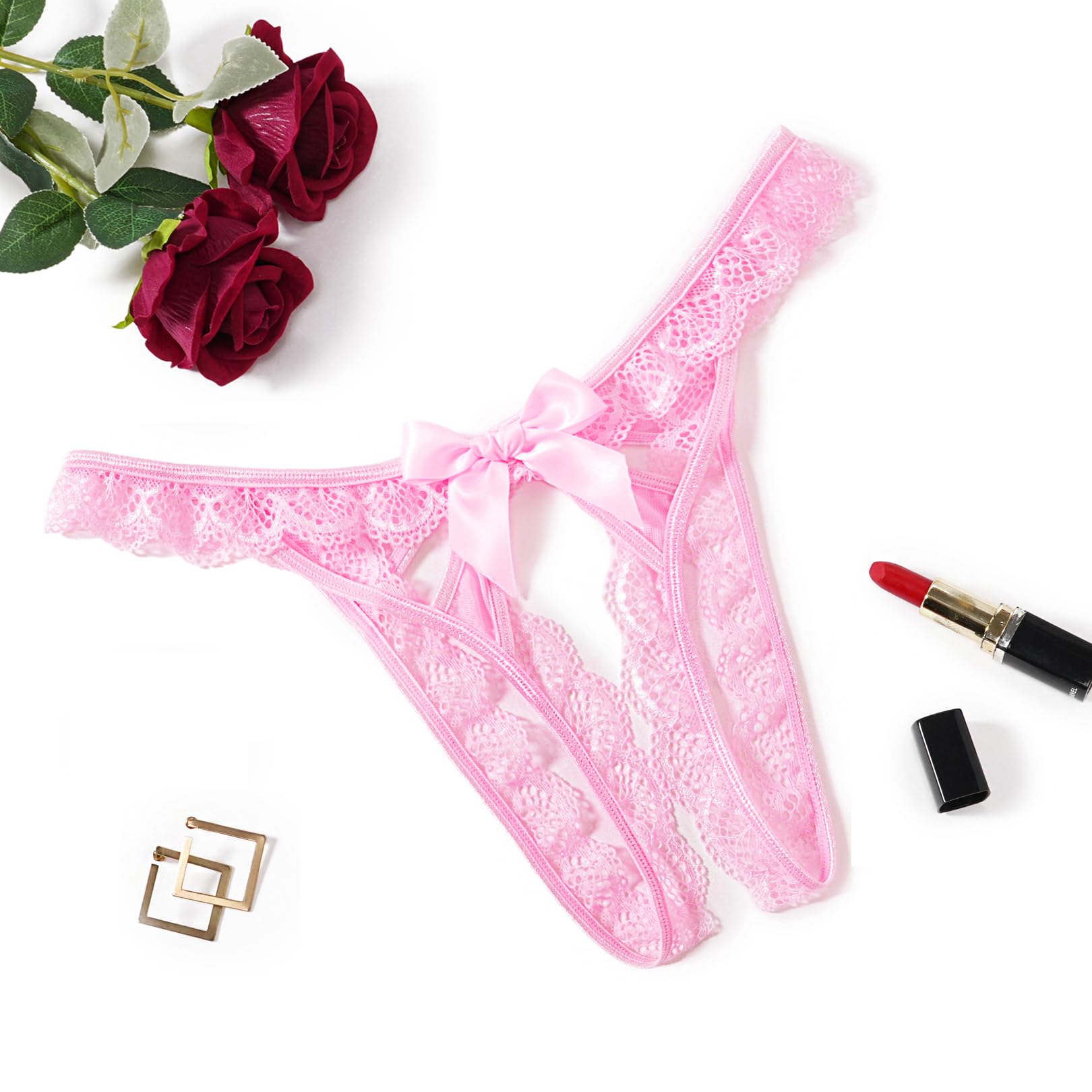 Avidlove Lace Panties for Women Low Rise Underwear Briefs Floral Lace Thong Panties with Bow 1-4 Pack