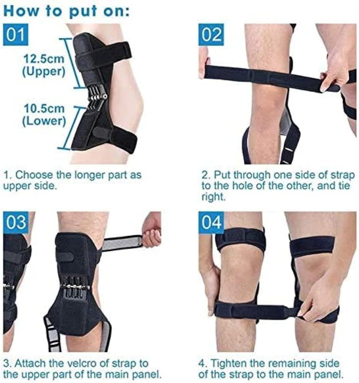 Knie-Booster, 2er-Pack, Knie-Booster-Feder-kniebandage Für Kniearthrose, Bergsteigen, Kniebeugen, Wandern, Sport