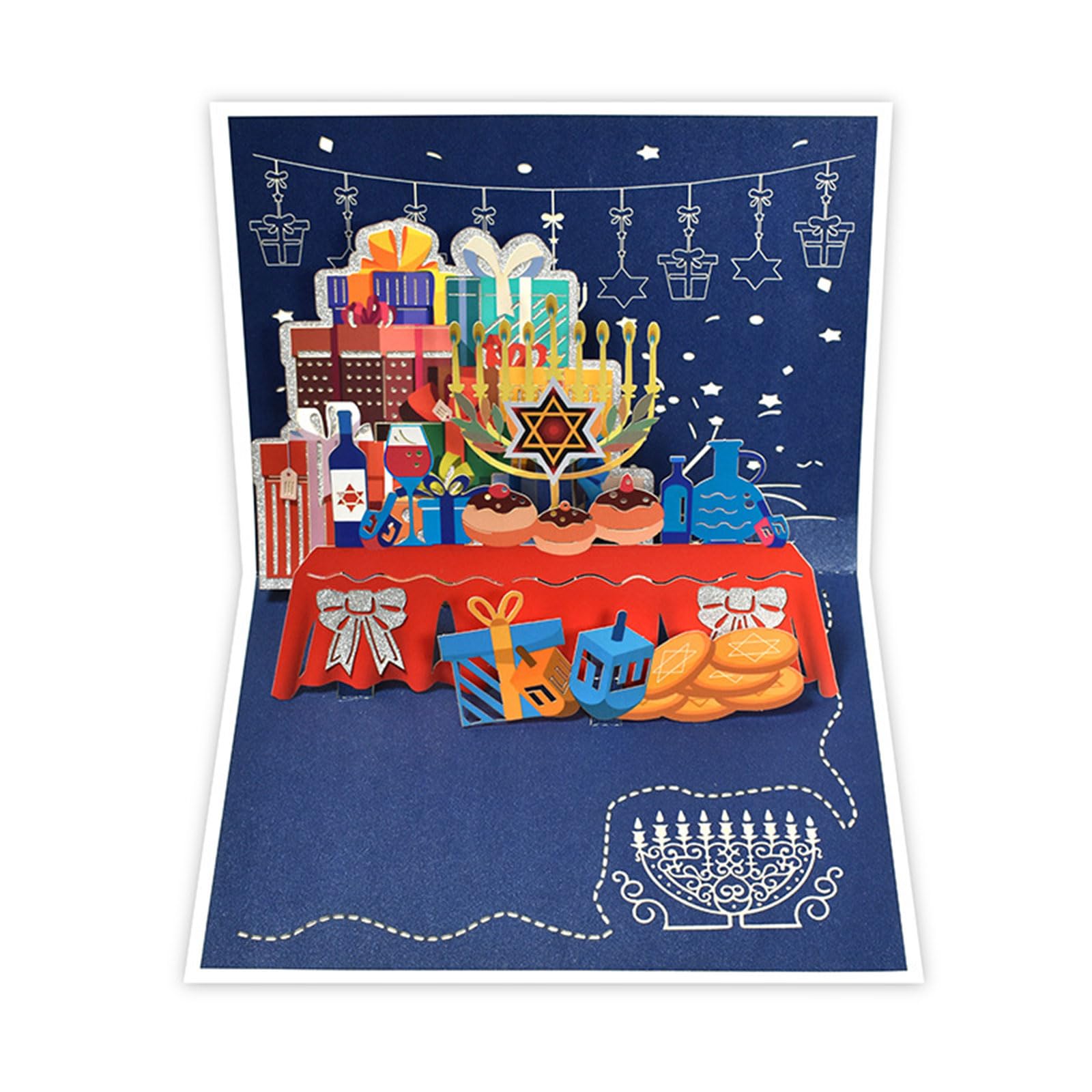 yanwuwa Card for Chanukah Festival 3DPopUp Blessing Card HappyHanukkah Menorah Light Greeting Creative Holiday