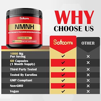 NMNH (Dihydronicotinamide Mononucleotide) -NMN Supplement Alternative - 1000mg per Serving NAD Supplement to Support NAD - 60 Capsules - 30 Days Supply