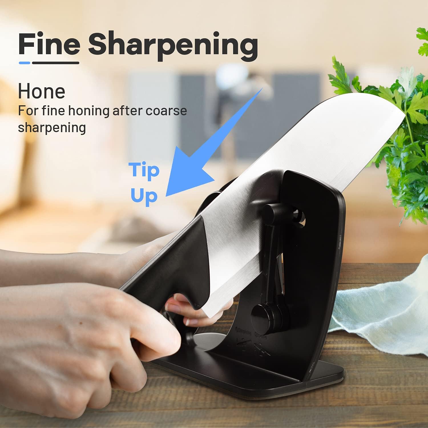 Knife Sharpener,Upgraded Sharpener Self Adjusting Angle for All Knives, Sharpens, Hones, Polishes Beveled Blades, Standard Blades, Chef's Knives, Easy to Use Kitchen Tools,Tungsten Carbide