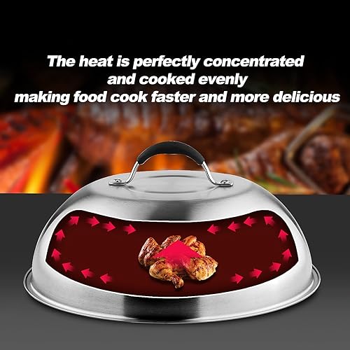 Miniatura 9 de only fire Chesse - Cúpula fundidora de Chesse, cubierta de vapor redonda resistente de 9 y 12 pulgadas, accesorios de parrilla de acero inoxidable