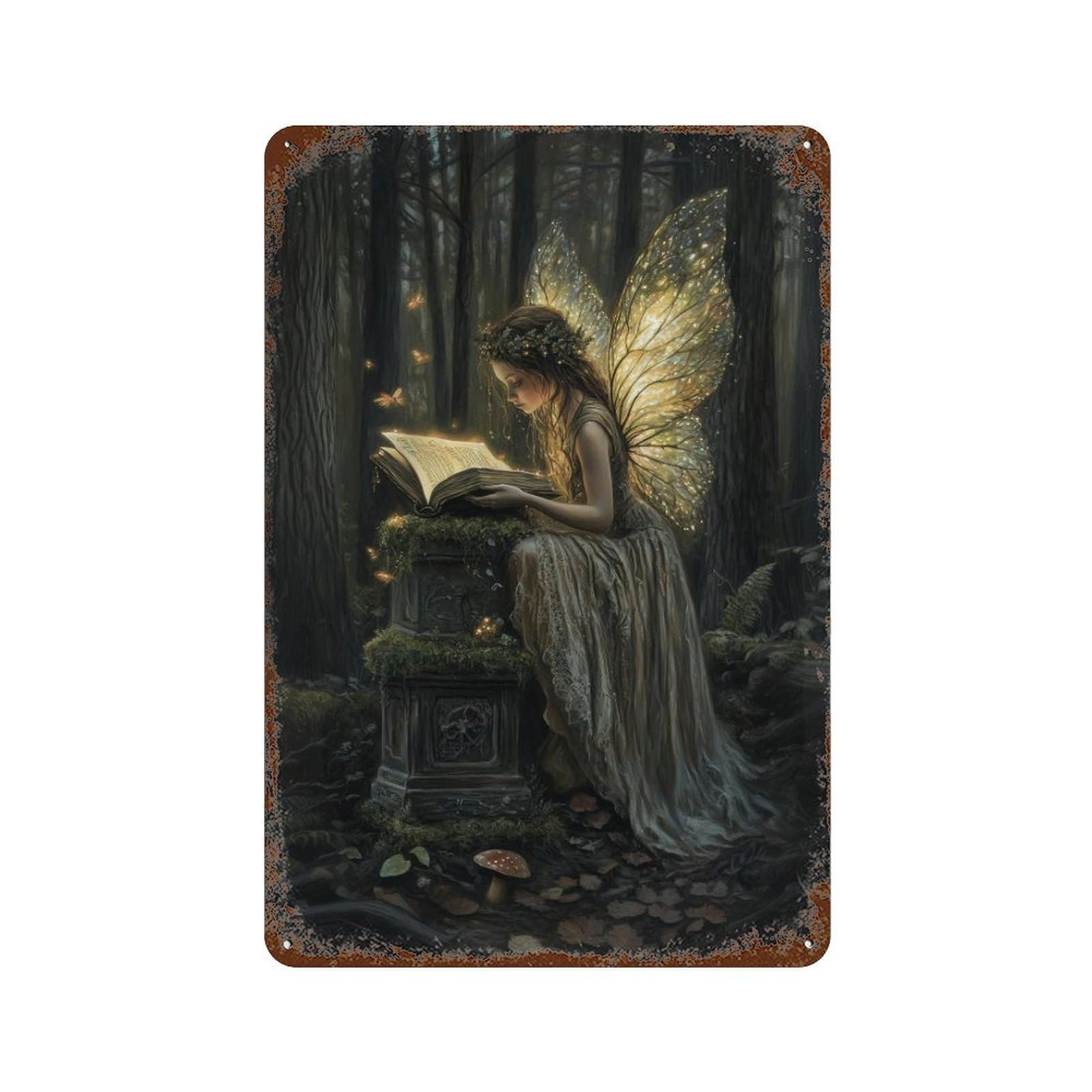 xiaoxiaoshen Forest Fairy Cottagecore Decor Whimsical Woodland Vintage Nature Wall Decor Art Metal Tin Poster Modern Home Decor Art Home Bar Shop Decorations Vintage Sign 30x20cm