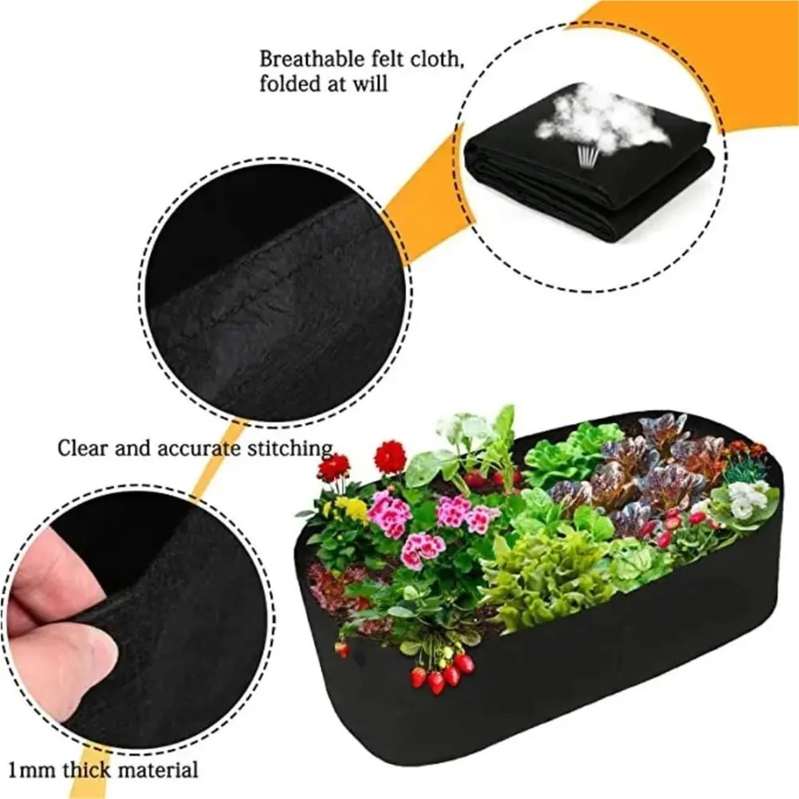 Bolsas para Cultivo De Plantas 2 Bolsas de Cultivo Fieltro Varios tamaños con Asas, tamaño Rectangular, Ideales for Plantar Tomates, Patatas y Otras Verduras(100x60x20cm)