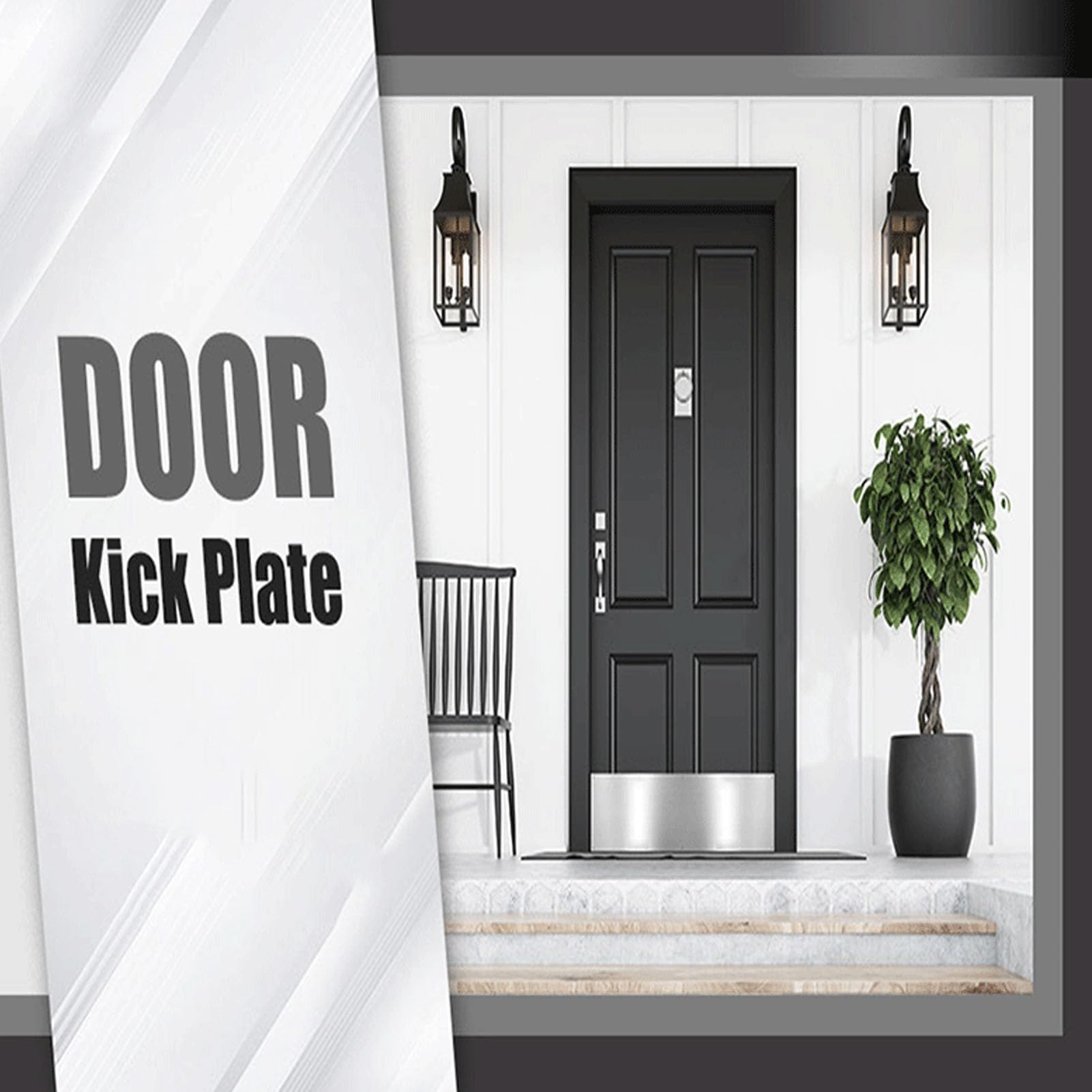 Haofy Placa de Acero Inoxidable para Puerta, Protector Decorativo para Puertas Interiores y Exteriores, Evita Arañazos, Abolladuras, 1 par de Placas Inferiores de Autoadhesivas para Oficina en Casa