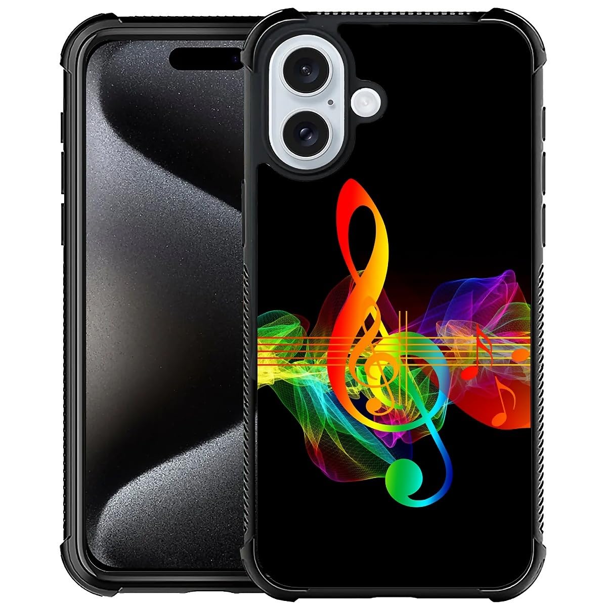 DJSOK Compatible with iPhone 16 Plus Case，Design Pattern Back Bumper Anti Scratch Reinforced Corners Soft TPU Caver,Cases for Men Women-Treble Clef