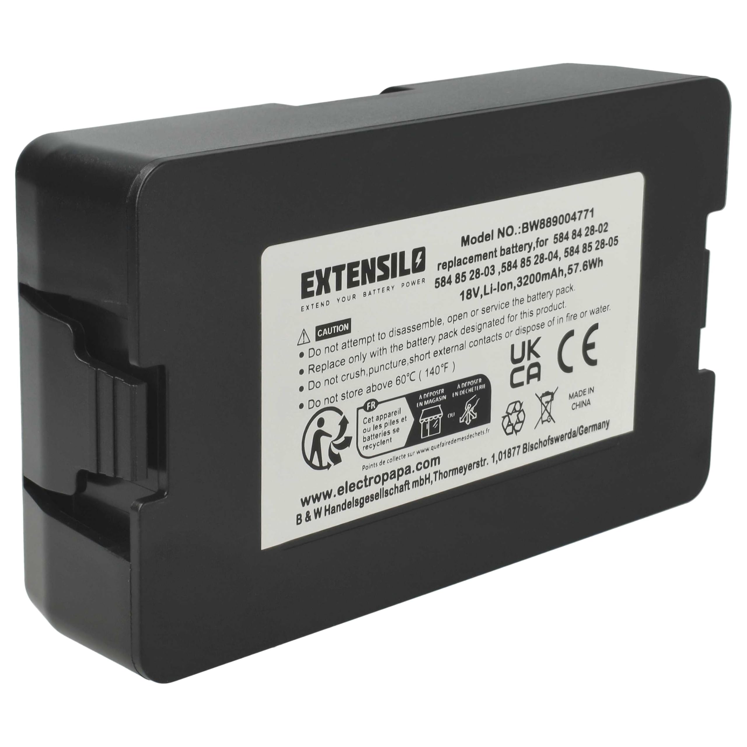 EXTENSILO Akku passend für Gardena smart SILENO city – Ersatzakku 18V, 3200 mAh