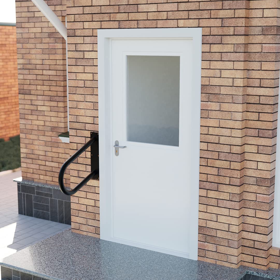 Metall-Handlauf Handlaufbügel Haltebügel Treppenbügel Haltegriff Stützgriff - für Treppen Treppenhaus Treppengeländer Eingang Pool Haus Garten (Länge - 80 cm, Schwarz)
