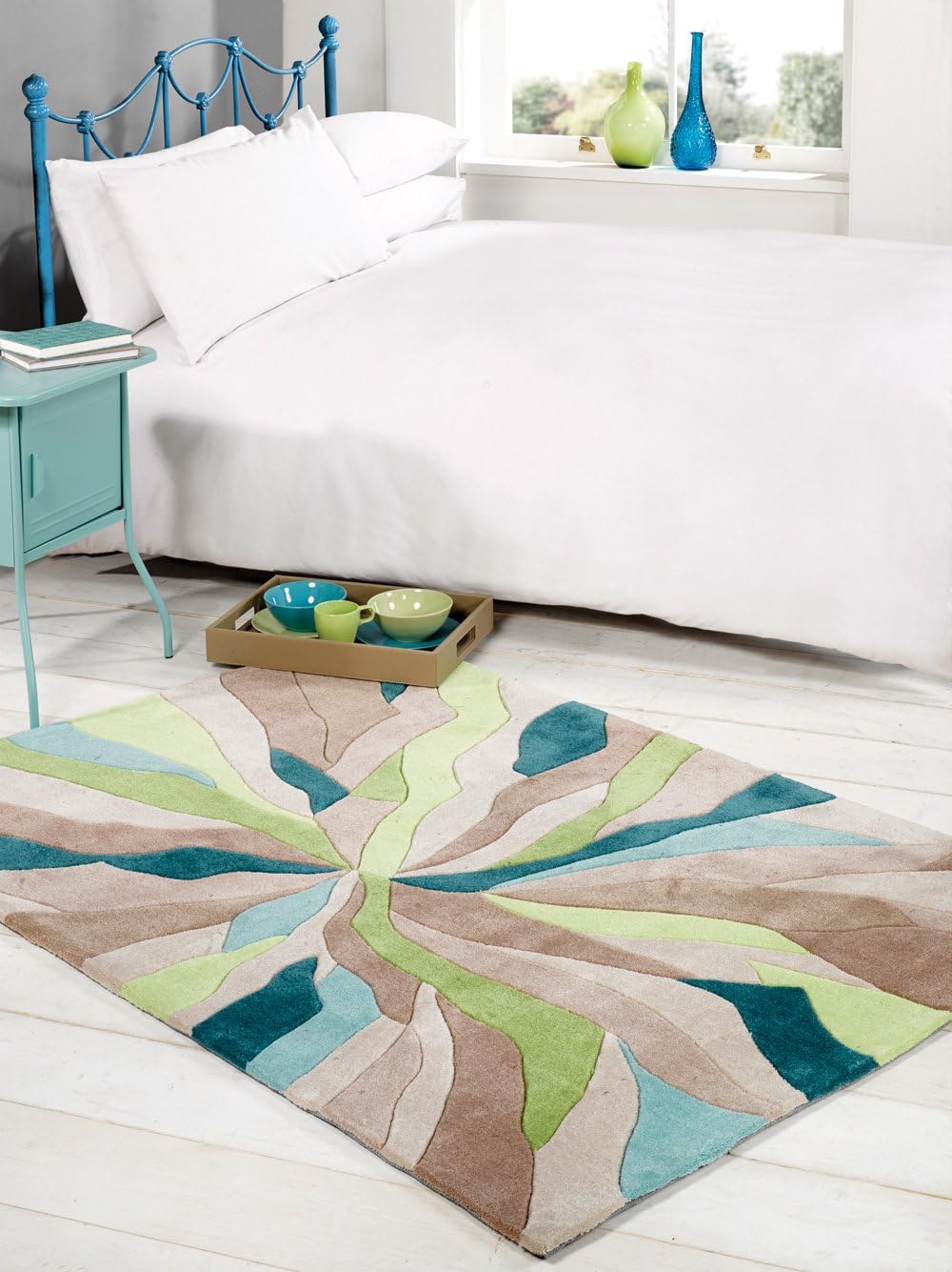 Lord of Rugs Large Quality HeavyWeight Modern Art Design Teal Green Area Rug in 120 x 170 cm (4' x 5'6'') Carpet
