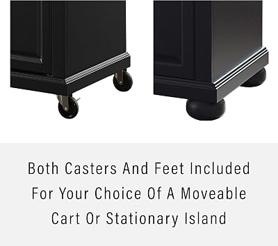 Crosley Furniture Alexandria Stainless Steel Top Rolling Kitchen Island Storage Cart, Spice Rack, Black