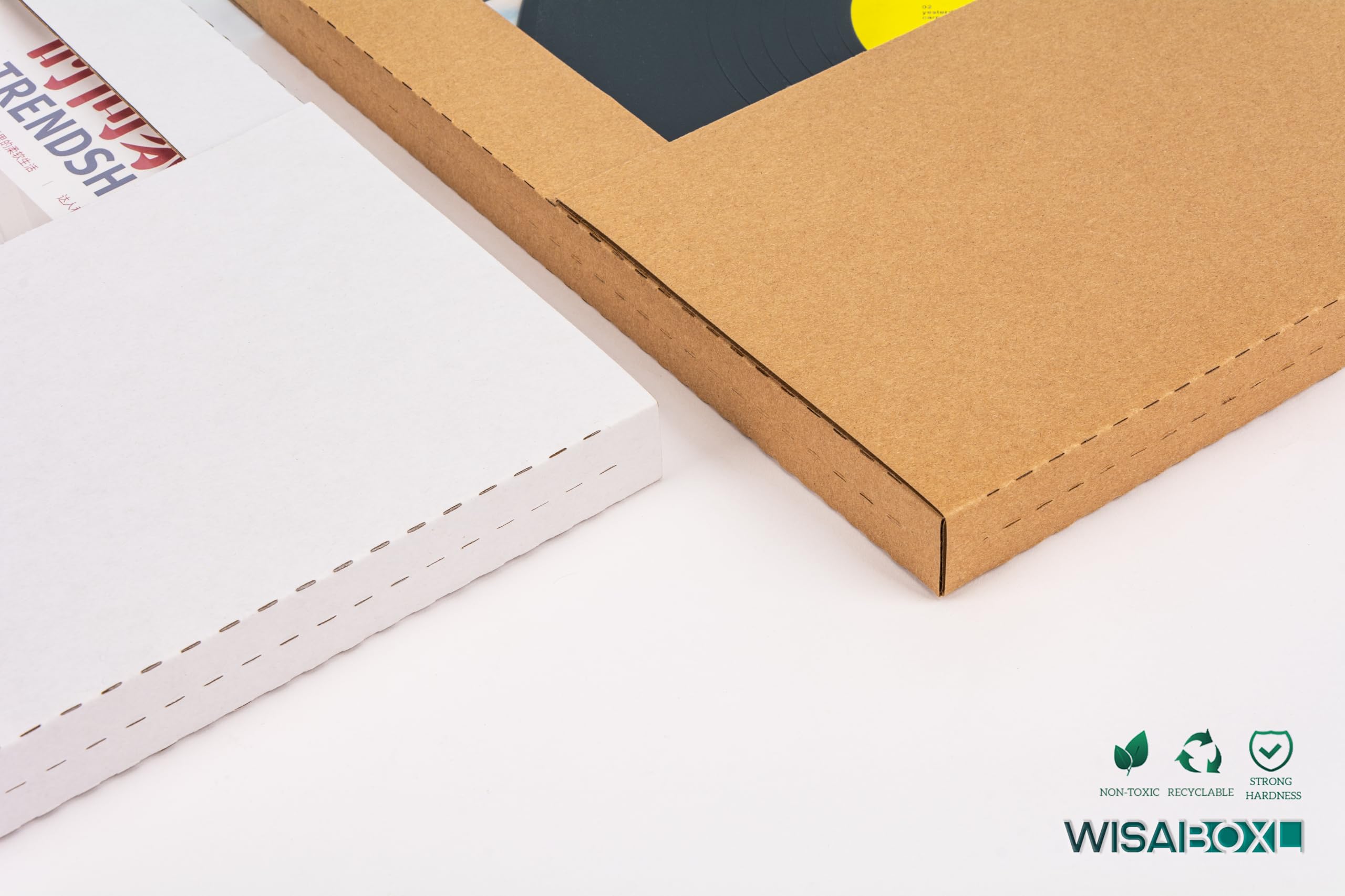 Cajas de cartón corrugado LP para envíos de discos de vinilo de 12.8 x 12.8 x 1 pulgadas, fáciles de plegar, cajas de envío de álbumes de profundidad múltiple con calcomanías frágiles