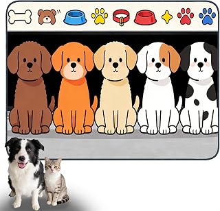 Nuxovilar Lovely Canine Pet Food Mat Polyester 23.62x17.71 Inches | Pet Supplies Food Mat Dog Bowl Spill Pad Feeding Gear Home Feeding Area Pet Station (Canine Theme)